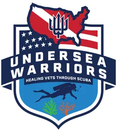 Undersea Warriors shield logo with a United States map